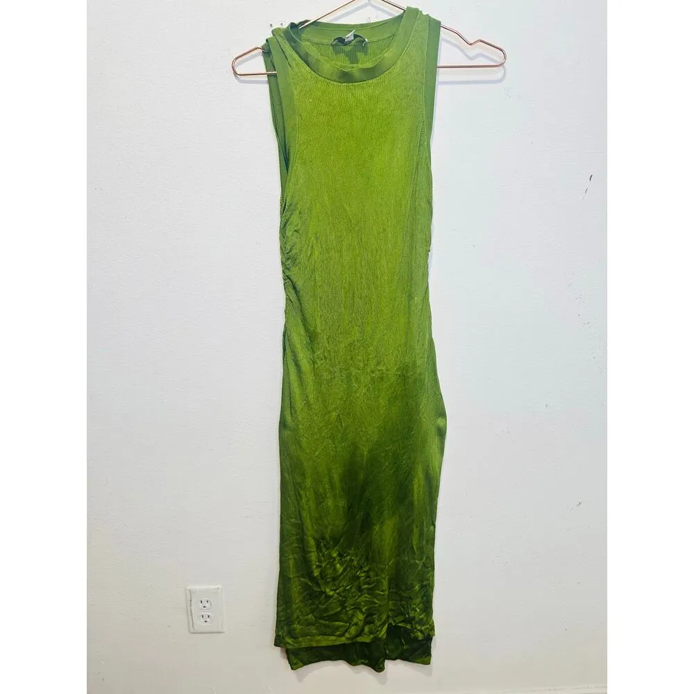 ATLEIN COLLECTIVE Green Crewneck Sleeveless Form Fitting Midi Dress Size Small - Image 4