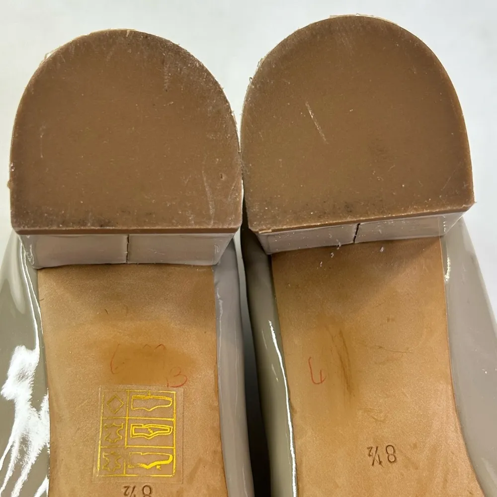 Everlane The Day Heel Taupe Patent Leather Block Pumps size 8.5 Italy - Image 9