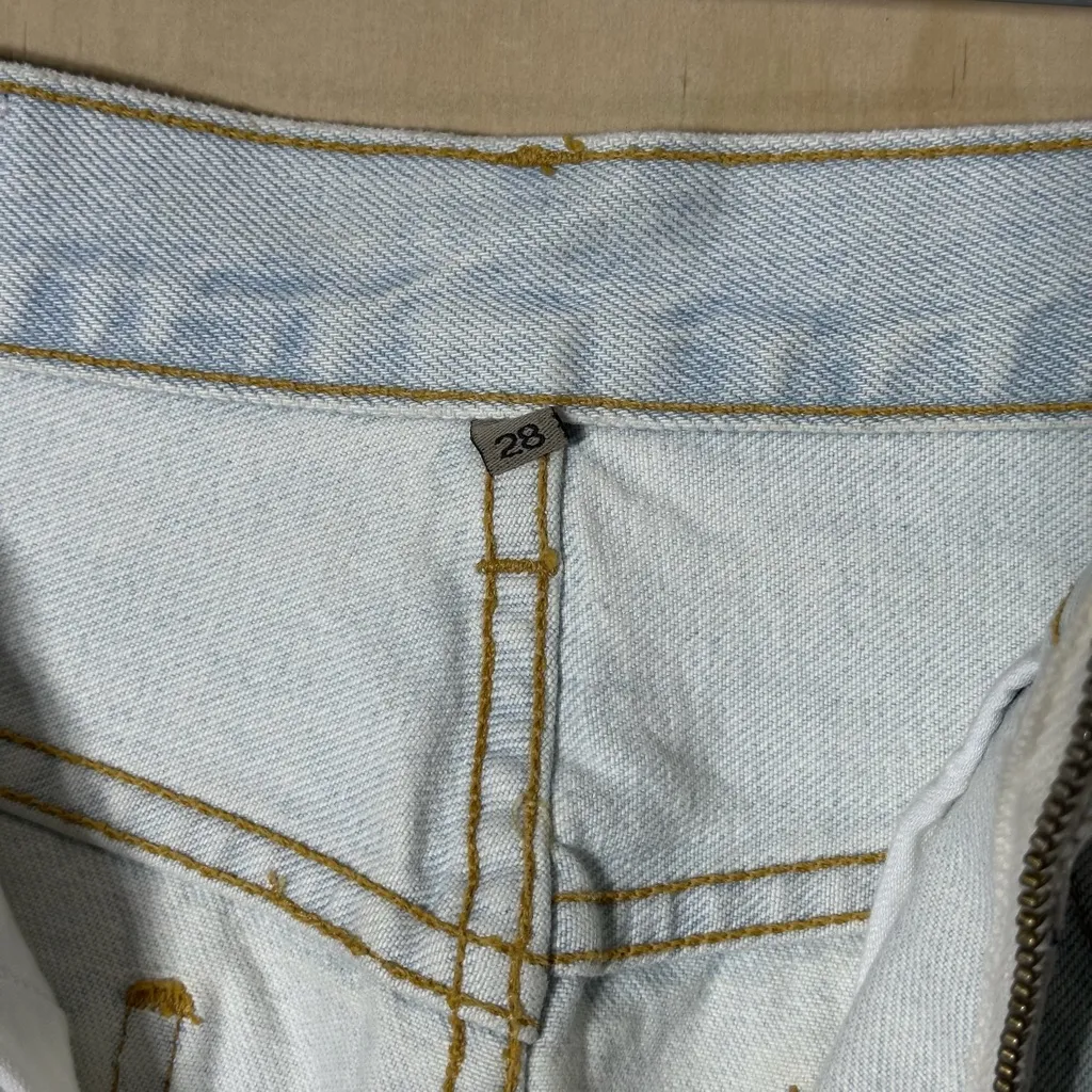 Carmar Los Angeles Star Studded Distressed Denim Mini Skirt Size 28 Blue - Image 9