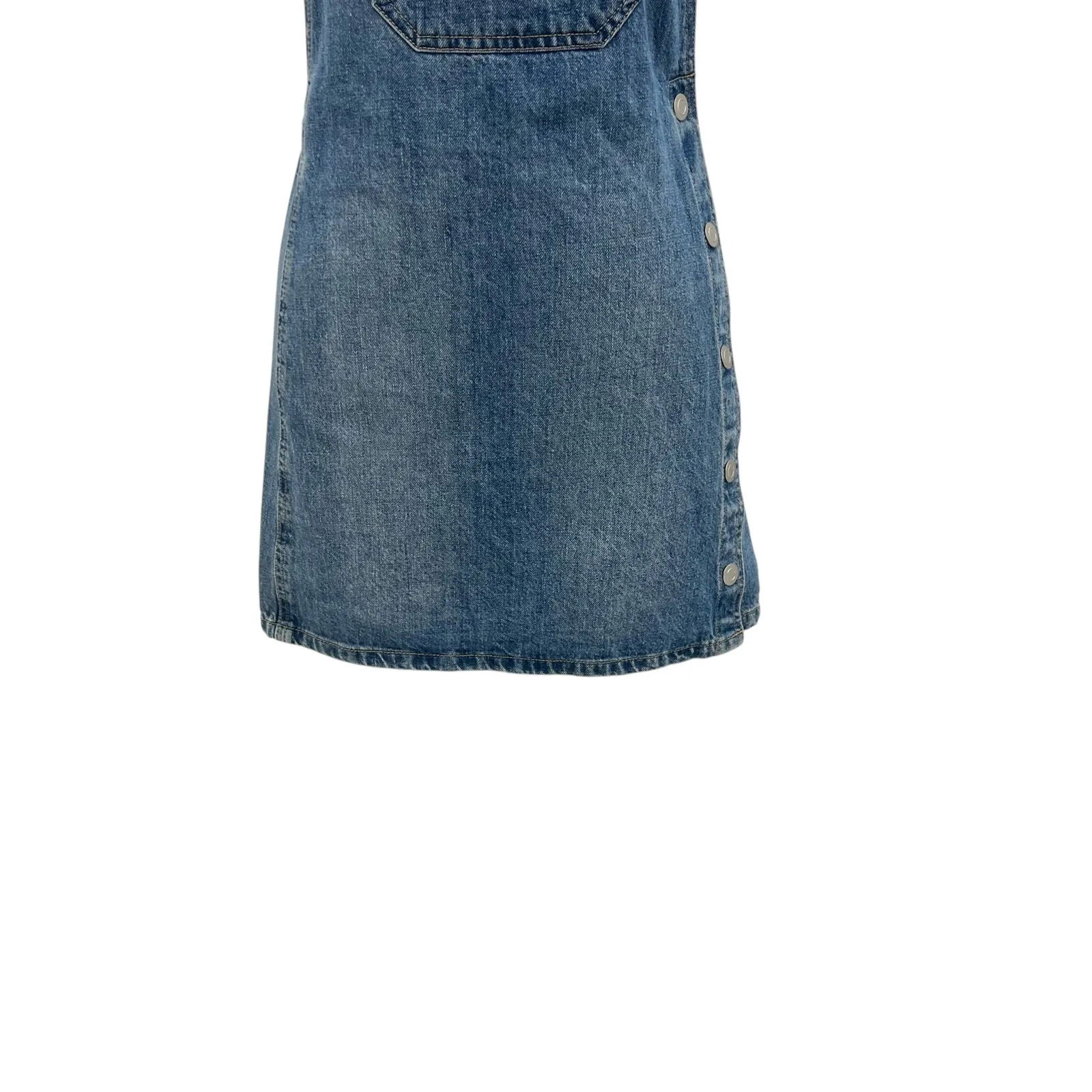 Free People Louise‎ Denim Skirtall Overall Dress Medium Wash Blue Size 0 - Image 6