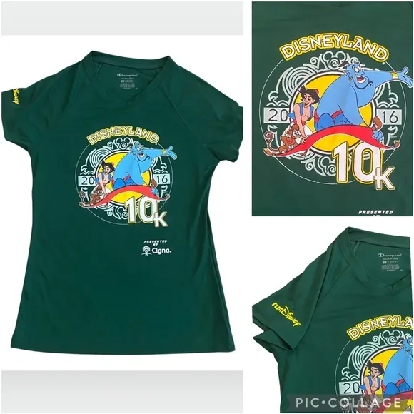 NEW Women’s runDisney ALADDIN DISNEYLAND 2016 Champion Tech Shirt Small S - Image 2