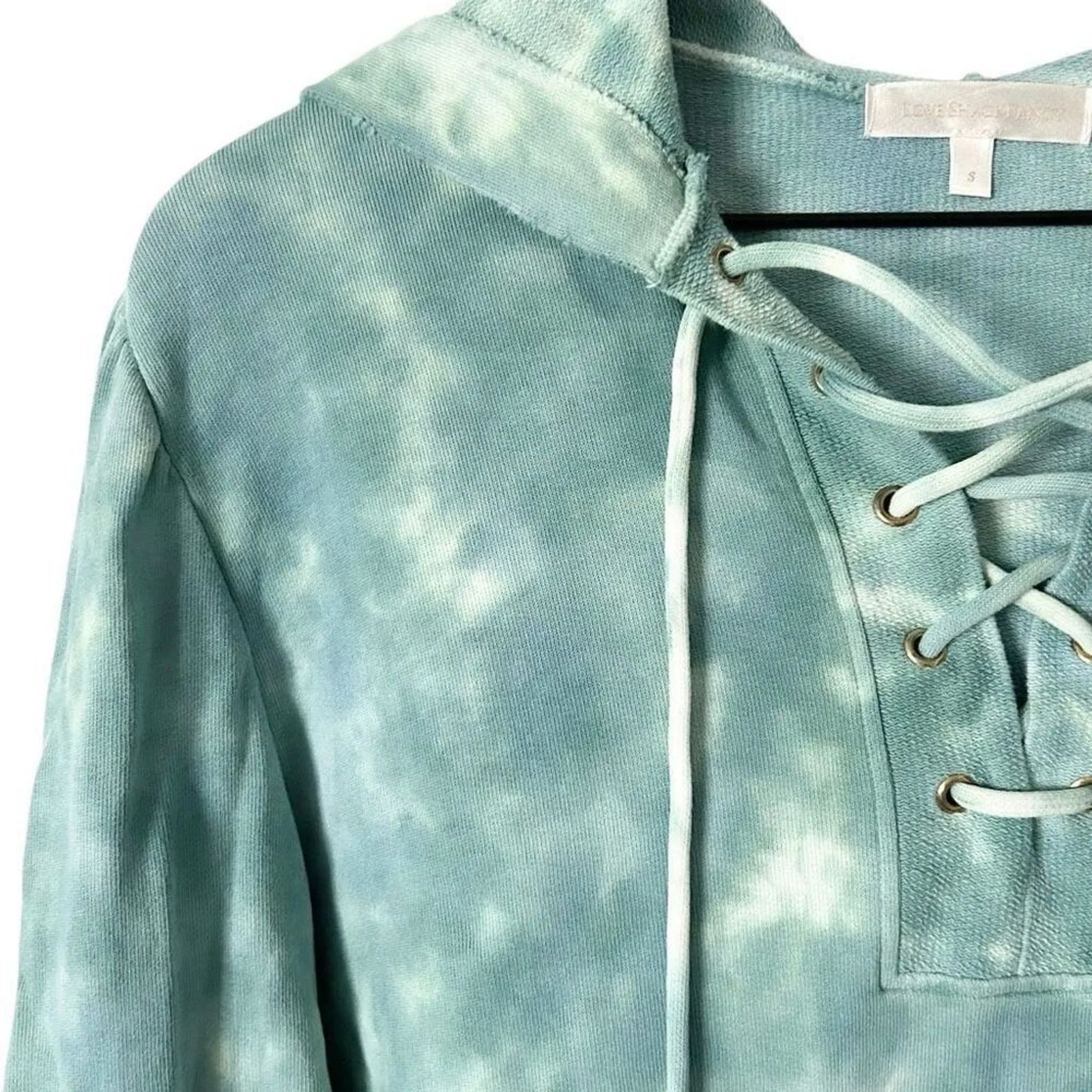 LoveShackFancy Bevan Hoodie in Celadon Hand Dyed Size Small - Image 3