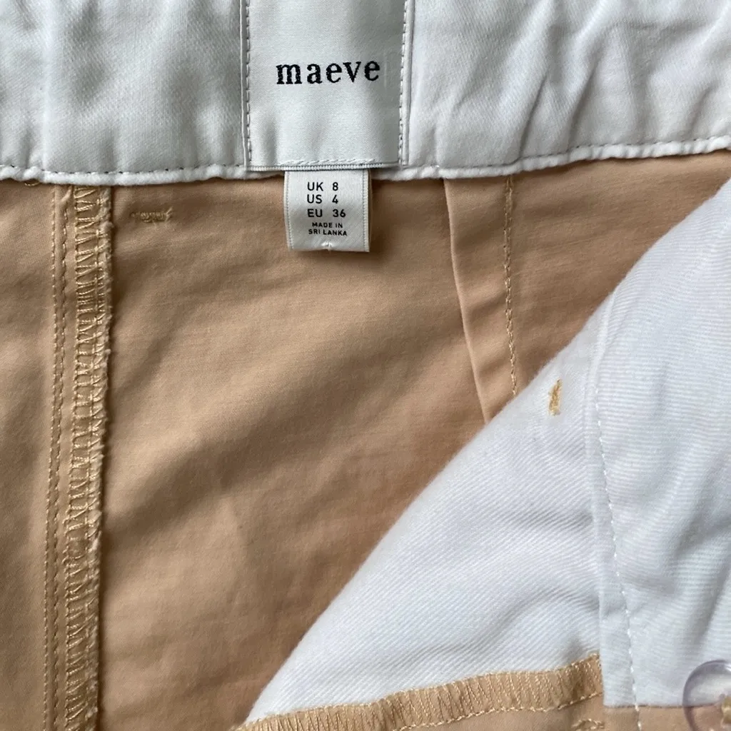 Anthropologie Maeve Curved Cropped Chino Pants Barrel Leg Pants 4 Khaki - Image 9