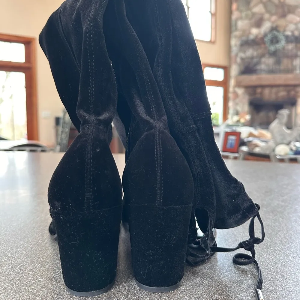 Marc Fisher Black Velvet, Block Heeled,
Over The Knee Boots, Size 9.5 - Image 6