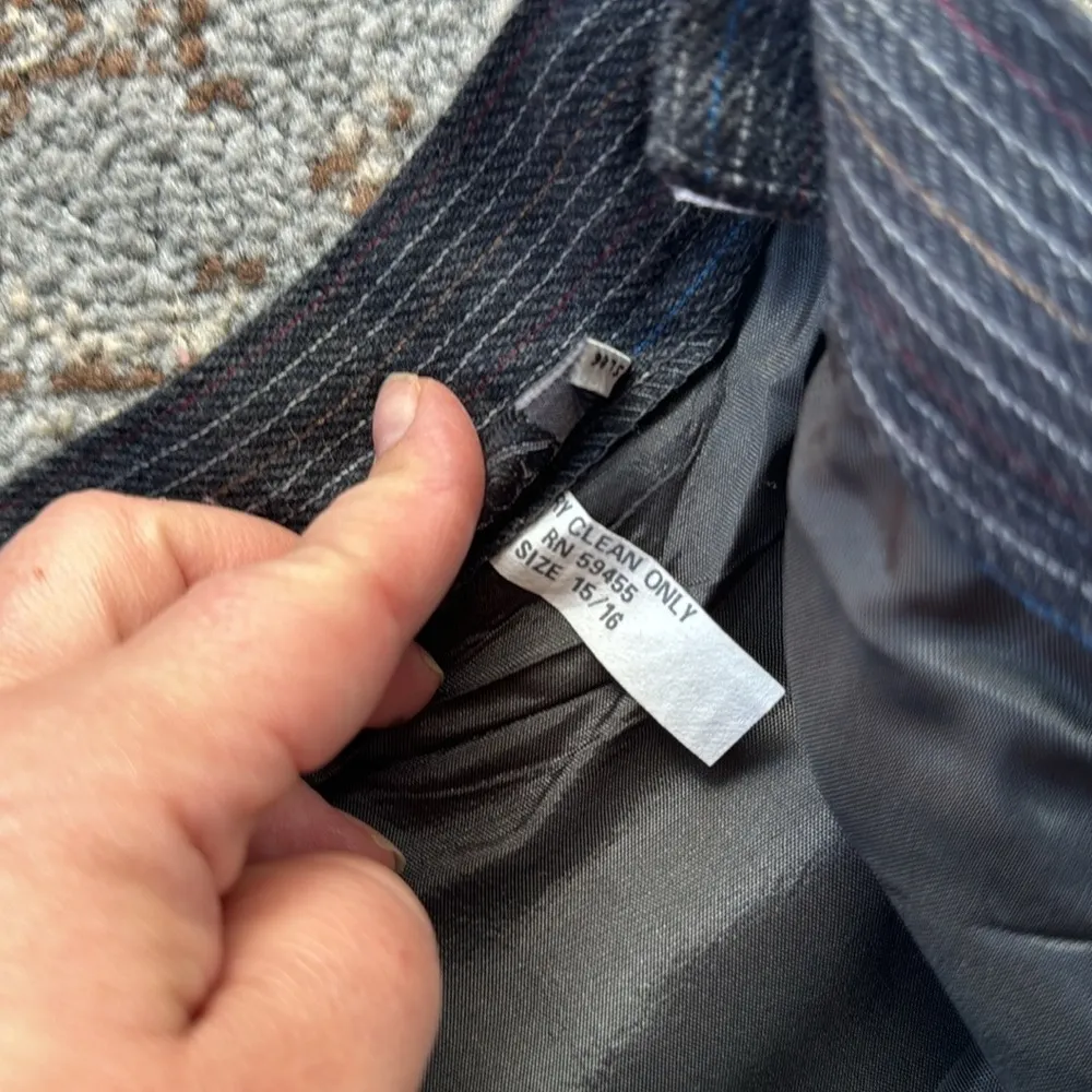 Vintage Gilmor Pinstripe Skirt Suit Set Gray 16 - Image 5