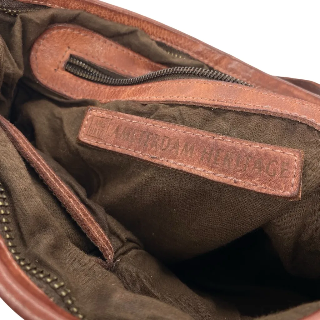 Amsterdam Heritage Brown Leather Woven Crossbody Shoulder Bag Southwestern - Image 11