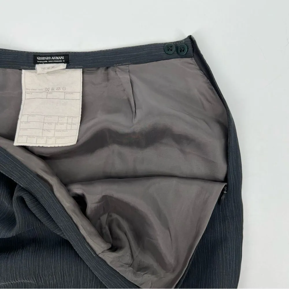 Vintage Giorgio Armani Gray Pencil Skirt Pin Tuck Detail Sz 4‎ - Image 8