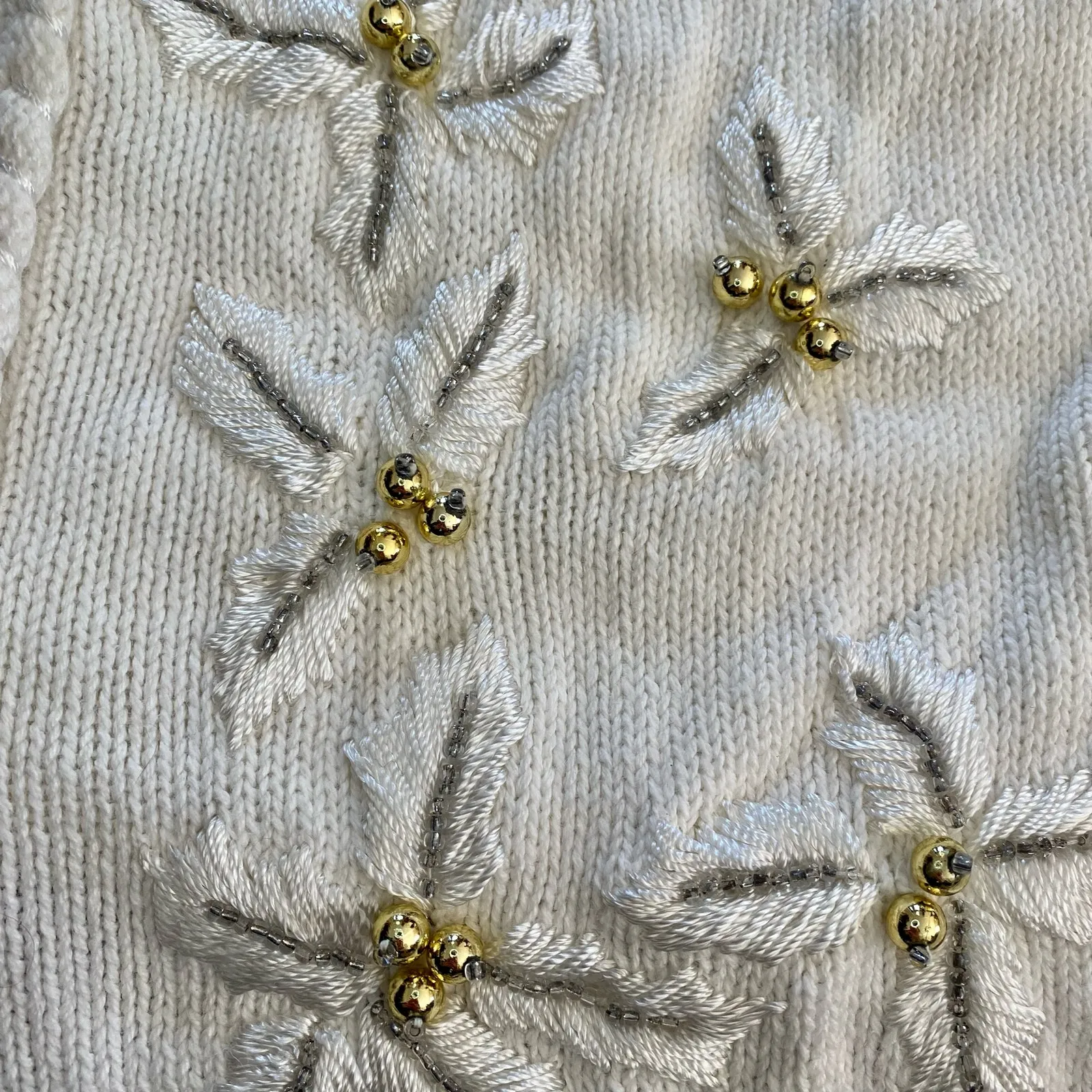 BP Design Vintage Ramie Knit Holly Berry White Sweater Cardigan Womens XLarge Size XL - Image 6