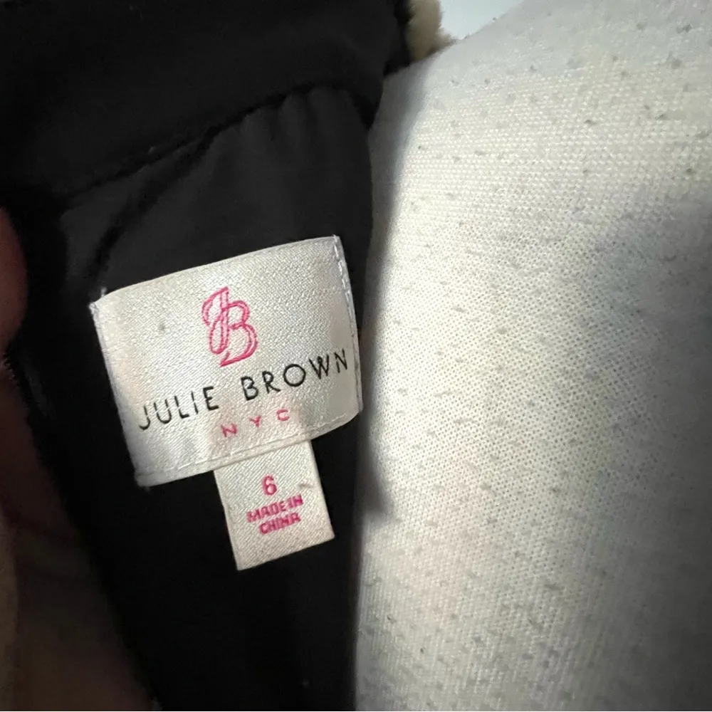 Julie Brown NYC Faux Fur Short Sleeve Little Black Dress Animal Print Size 6 - Image 11