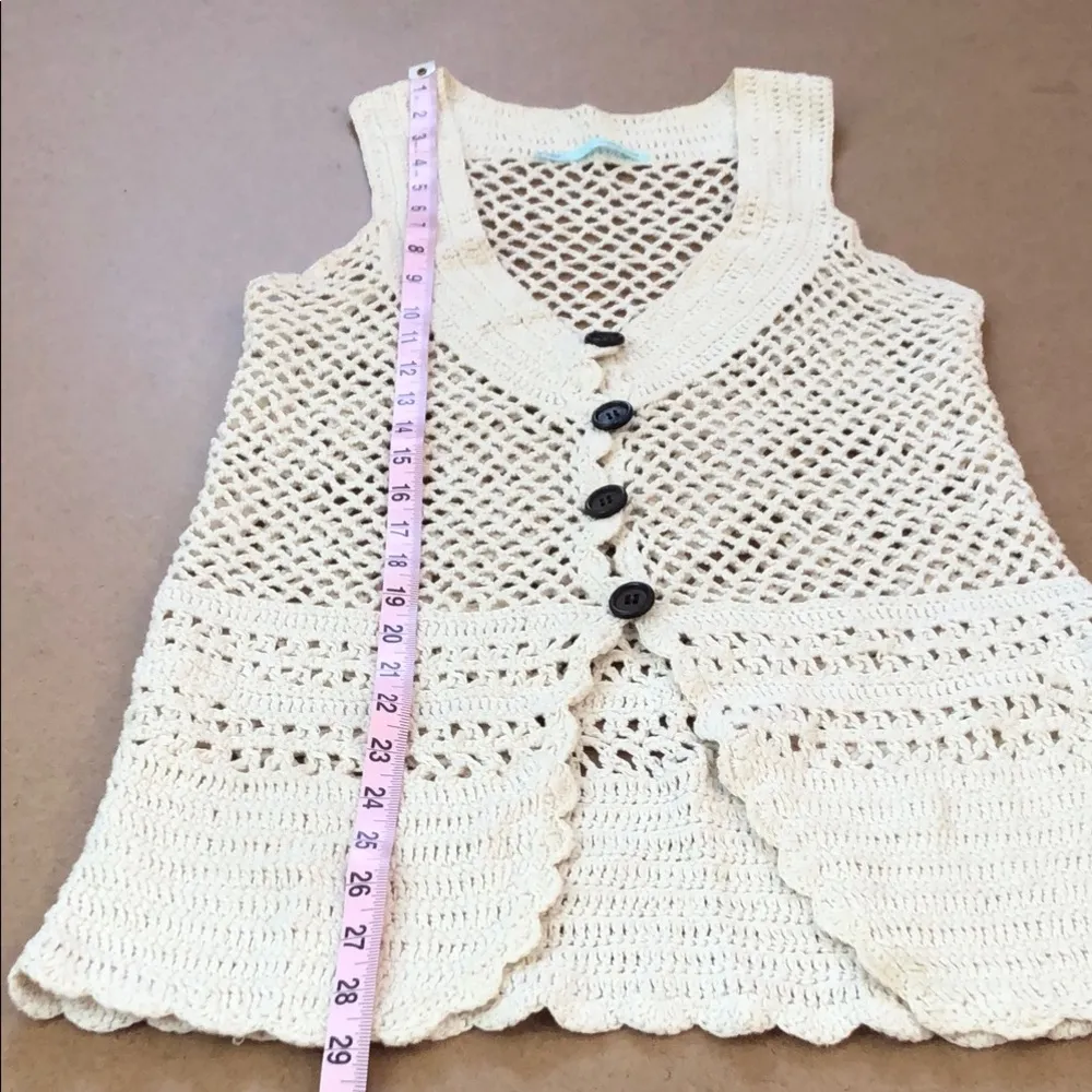 Maurices Cream Crocheted Button Down Vest - Image 8