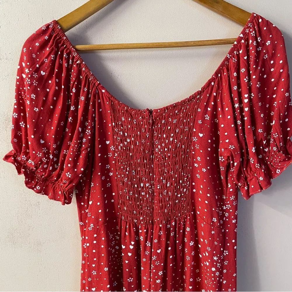 PacSun Lottie Moss Red & White Floral Heart Dotted Mini Dress Size M NWT - Image 13