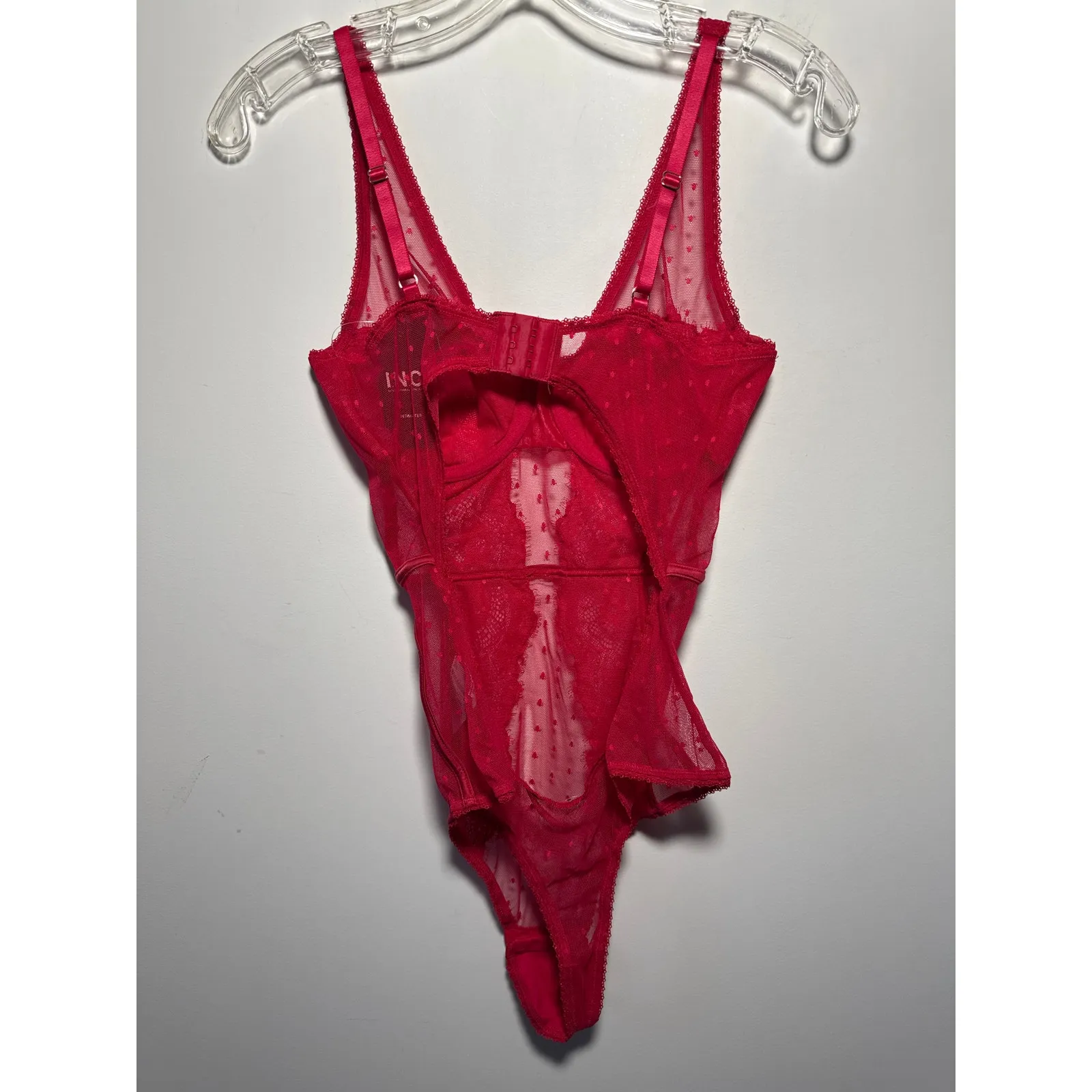 Brand New INC International Concepts Red Lace One Piece Bodysuit Women's Large - Image 3