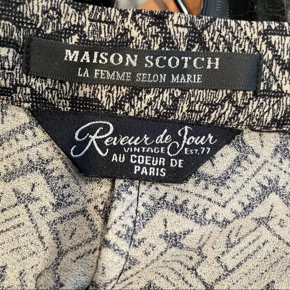 Maison Scotch Casual Black & Tan Printed Pull On Pants Womens 26 Boho Hippie - Image 5