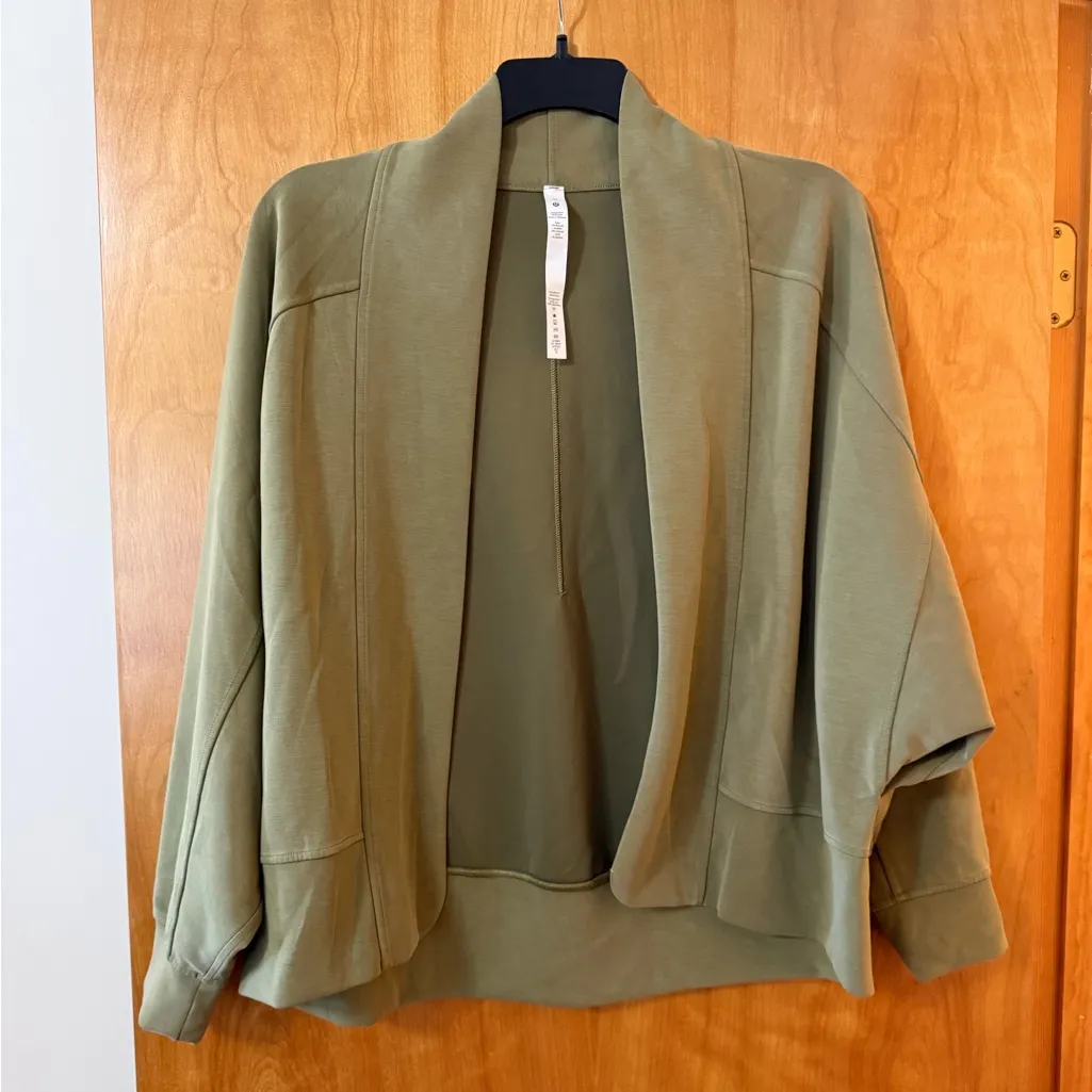 Lululemon Softstreme Dropped Sleeve Wrap Open Front Bronze Green Yoga Gym 10 - Image 9