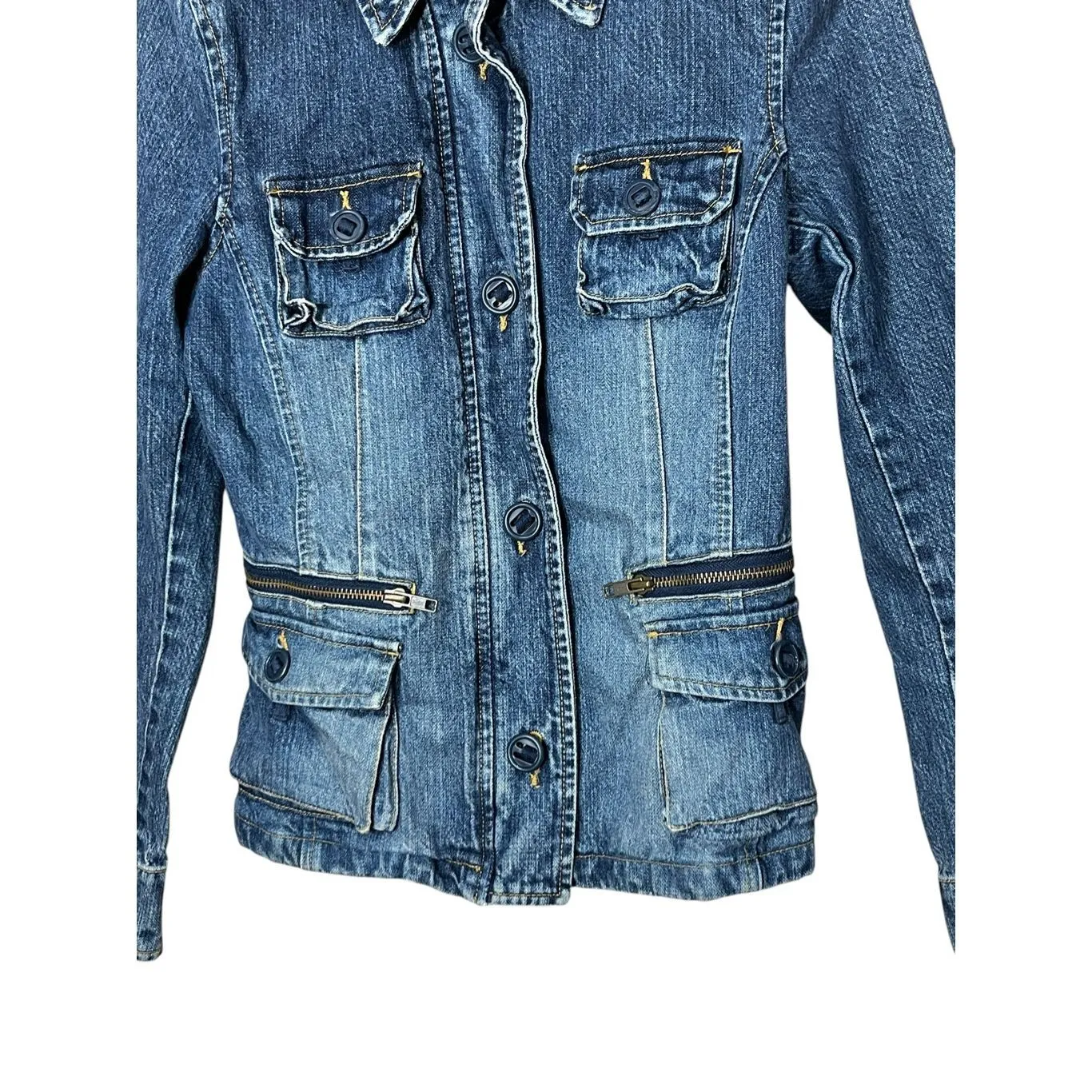 Vintage Old Navy Women's Y2K 100% Cotton Denim Jean Jacket‎ S - Image 2