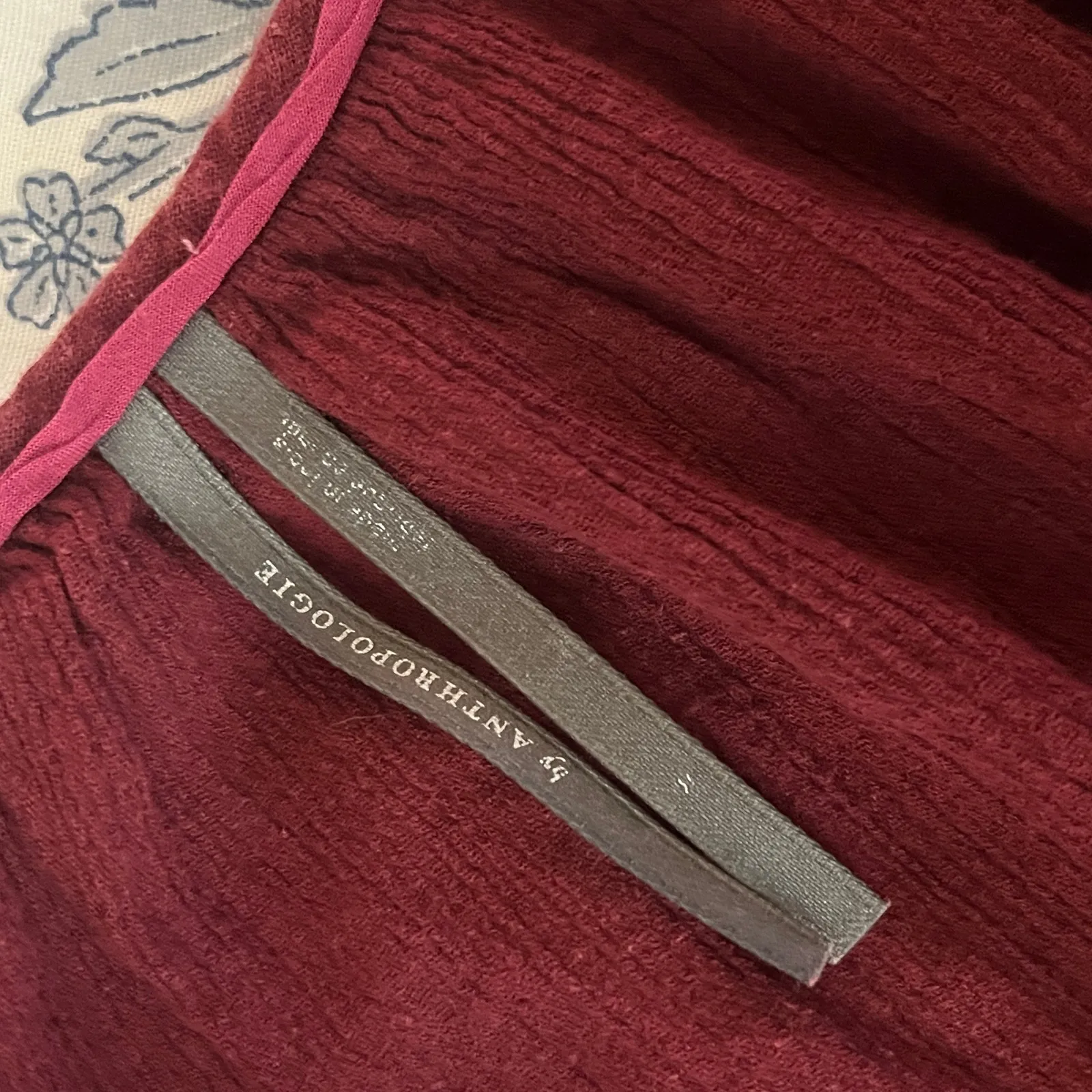 Anthropologie Michelle Plisse Mini Dress Minimalist Pullover Women Burgundy M - Image 5