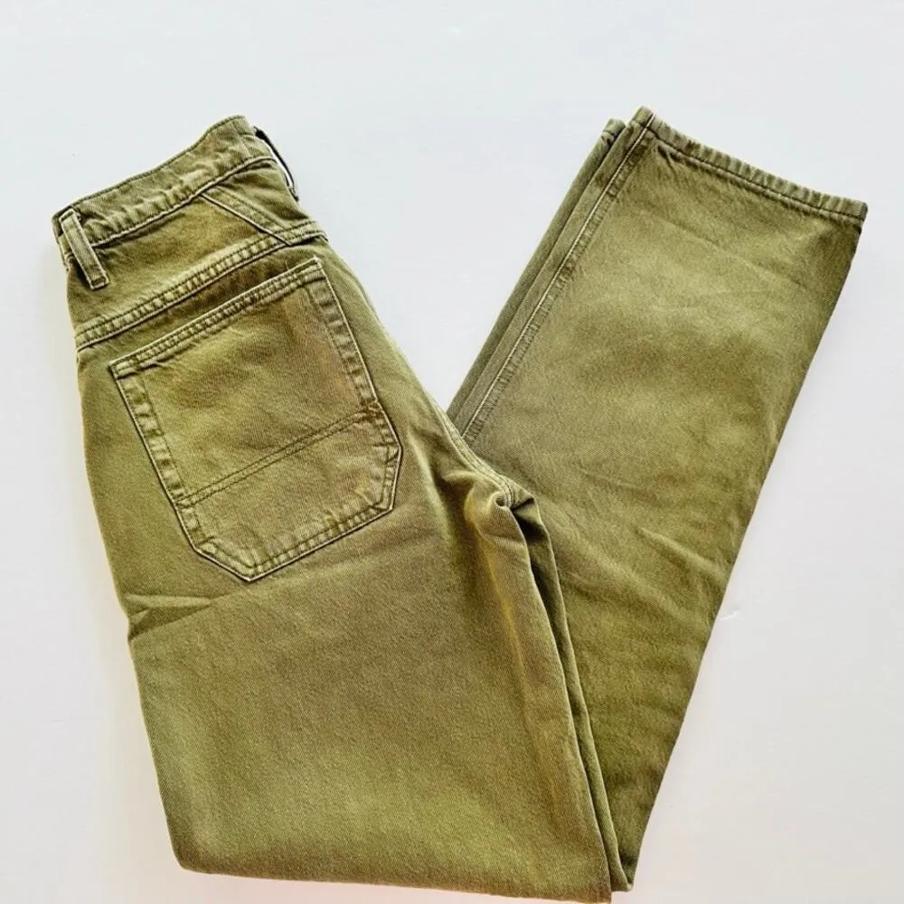 FRAME Denim 90s Utility Loose Jeans Washed Summer Sage Green Size 24 - Image 3