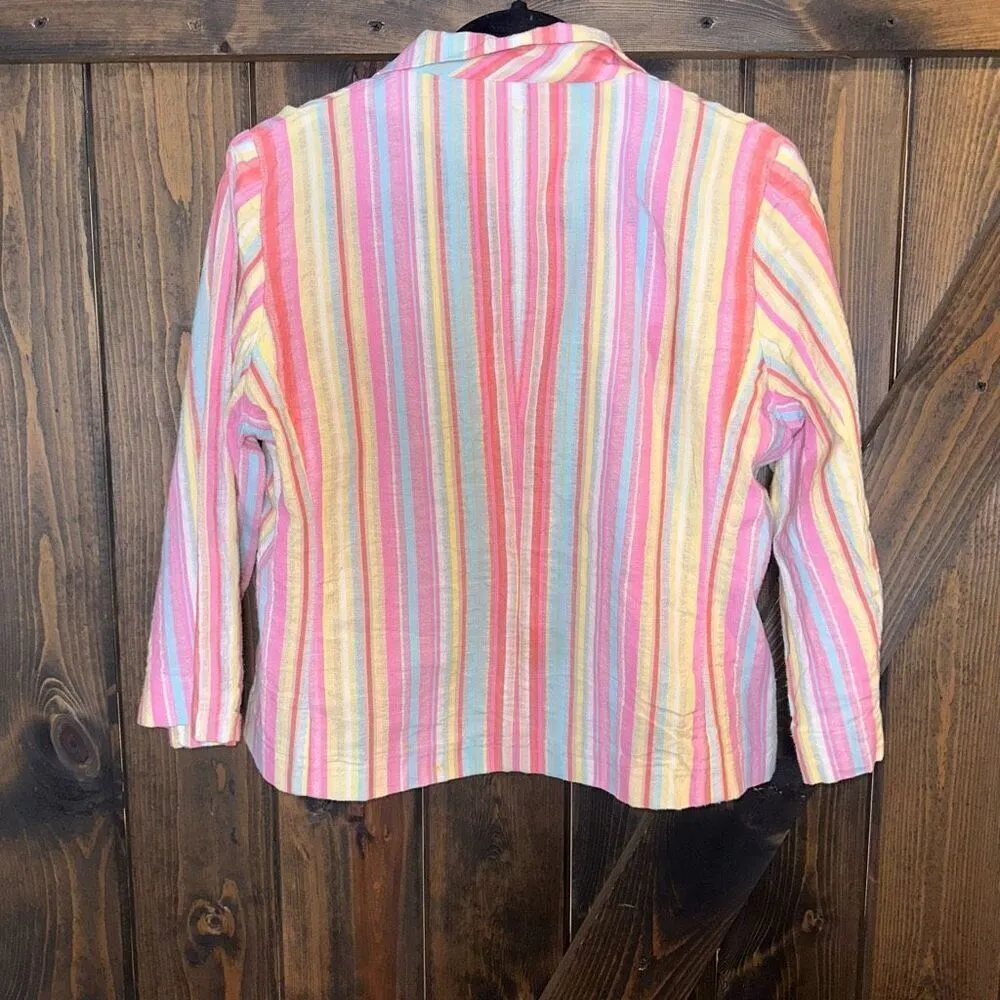 TIBI Vintage Striped Blazer Jacket - Image 2