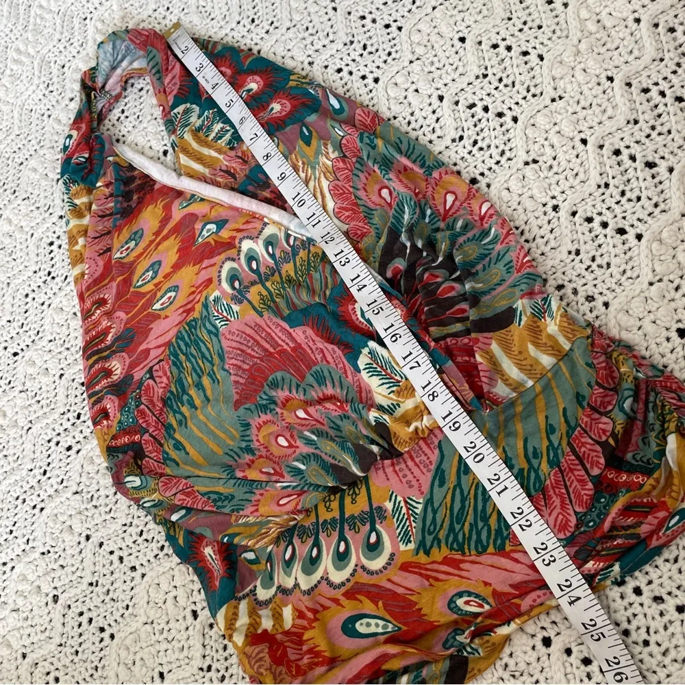 Rachel Pally Peacock Print Halter Tank Top Multicolor (Small) Art to Wear Boho - Image 5