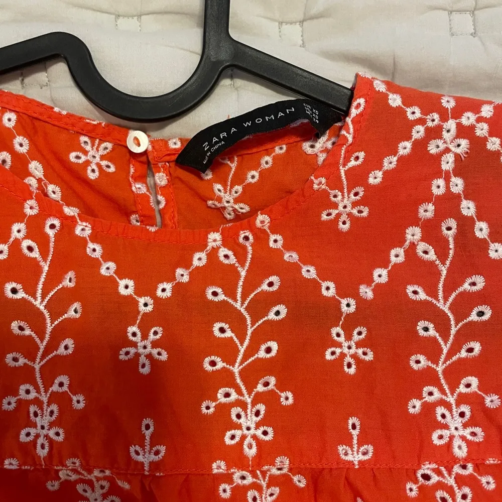 Orange Embroidered Zara Women's Top - Image 2