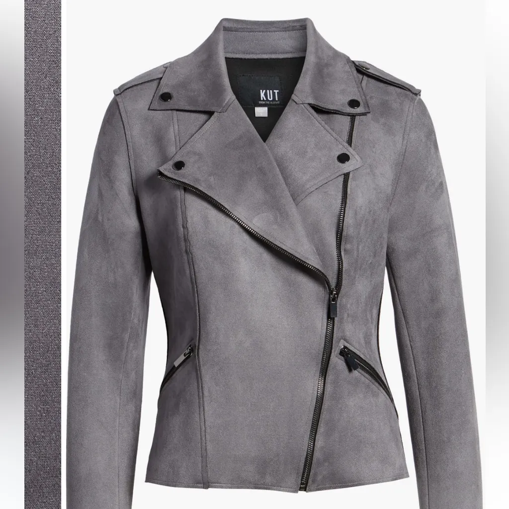 KUT from the Kloth Haddie Faux Suede
Gray Moto Jacket - Image 6