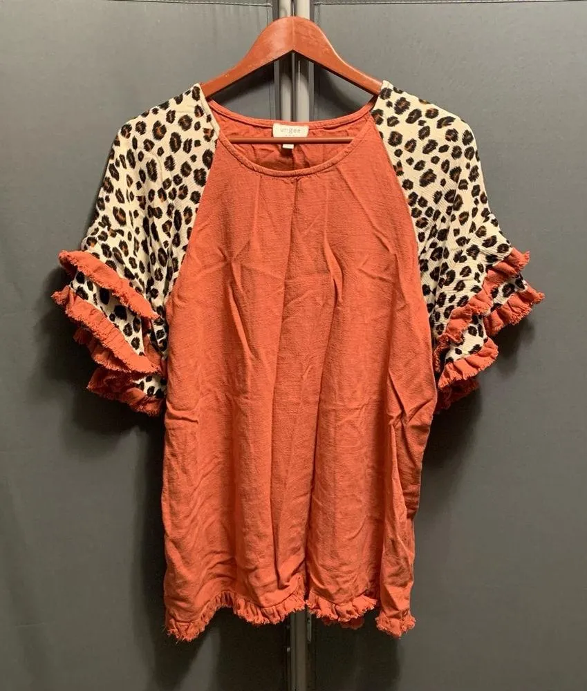 B11-Umgee Women's Animal Print Layered Bell Sleeve Tunic Top - Image 3