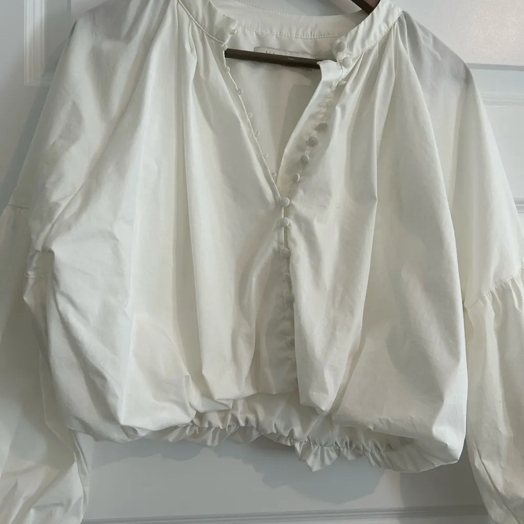 Bishop and Young Ivory Bubble Hem Top Cream Size M - Image 2