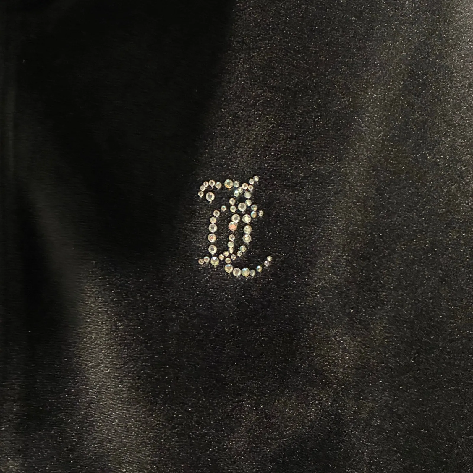 Juicy Couture Jacket Velour Zip Up Rhinestones Sweatshirt White Label Black XL - Image 9
