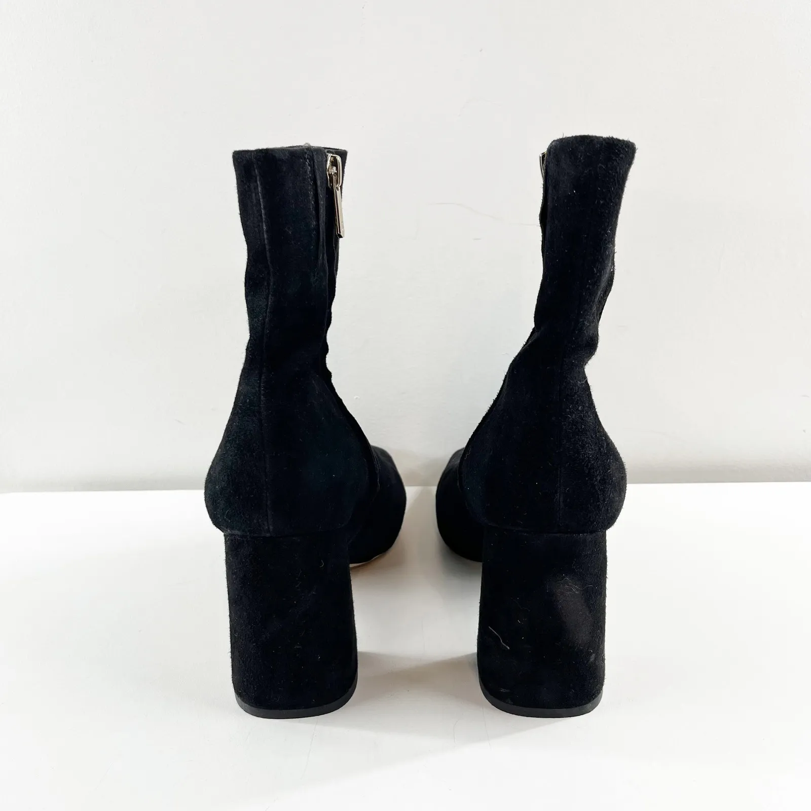 Sam Edelman Codie Suede Leather Square Toe Block Heel Ankle Boots Booties Black - Image 10