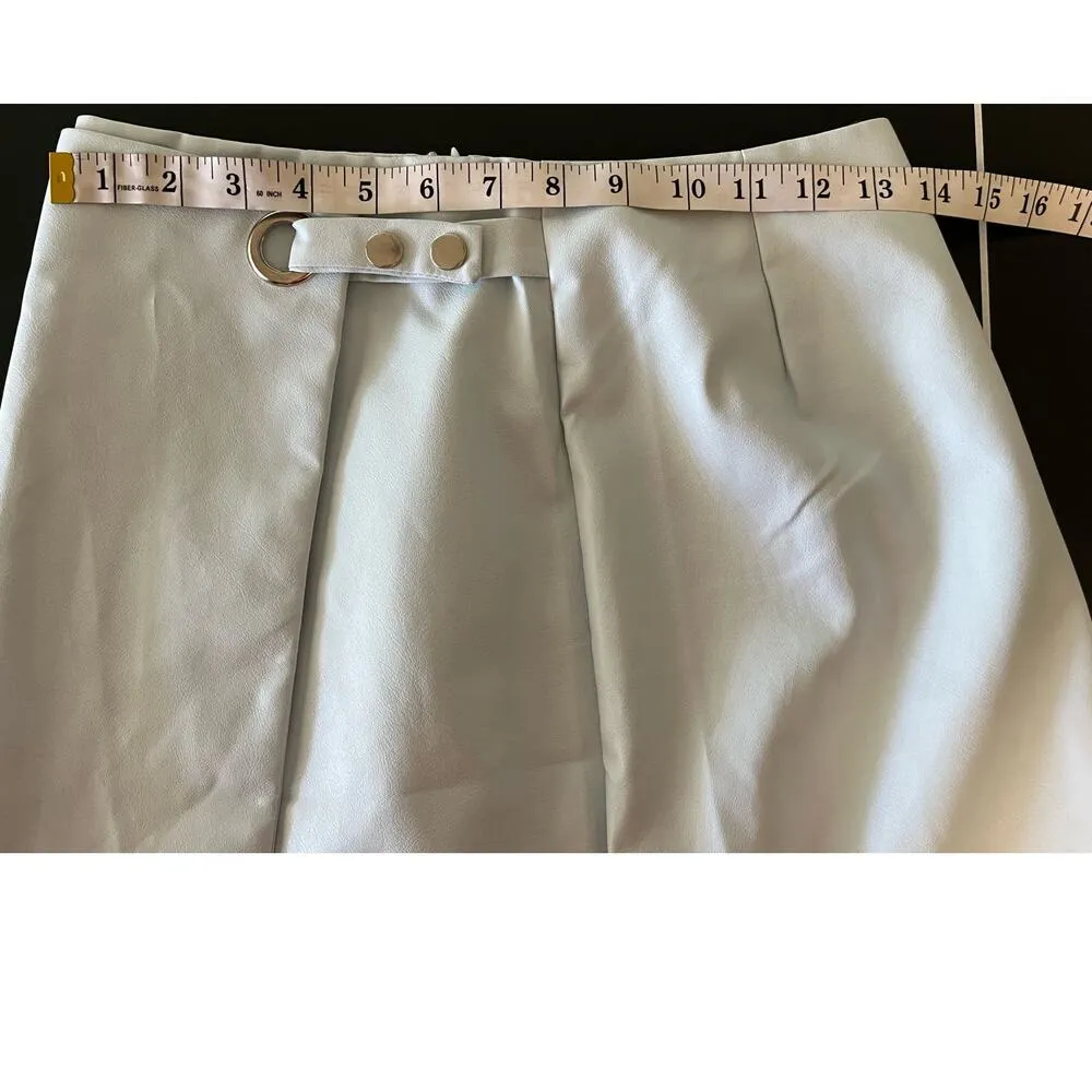 Francesca's Faux Leather Powder Blue Mini Skirt Zip Closure Small New - Image 7