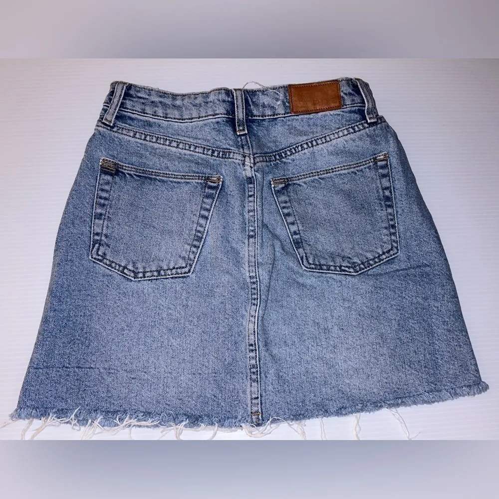 BDG Denim Mini Skirt - Light Wash - Size XS - Raw Hem - Image 2
