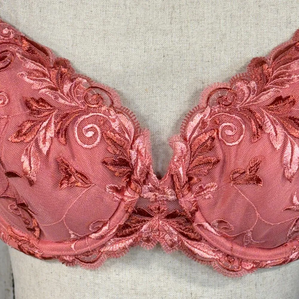 Soma SZ 36C Sensuous Sides Full Coverage Lace Bra Floral Stretch Adjustable Pink - Image 2