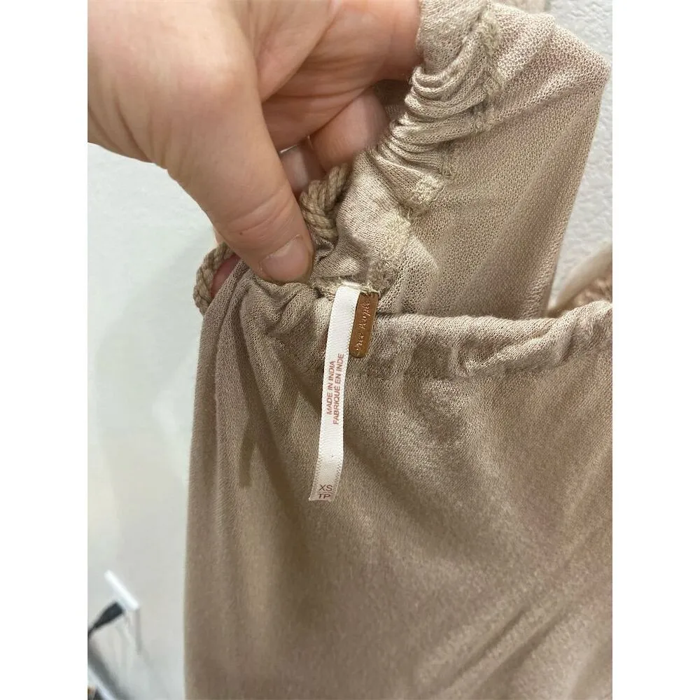 Free People Fiesta Nueva Tunic Top Beige Embroidered Boho Blouse S - Image 5