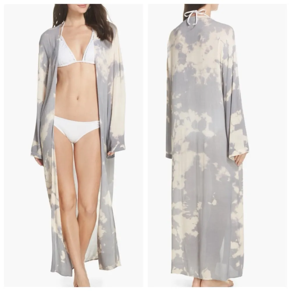 SURF GYPSY Cloudy Tie-Dye (Bleach Dyed) Open Front Resort Cover-Up Duster, sz. S - Image 11