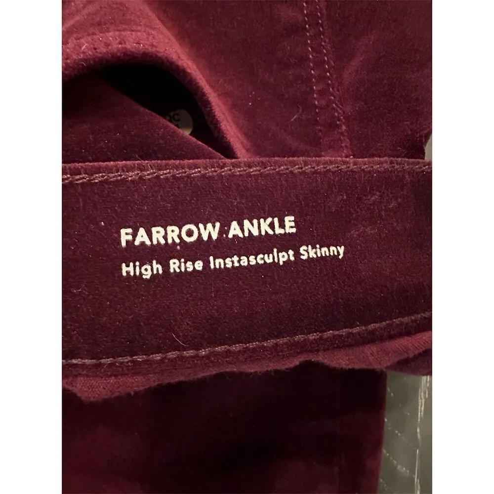 Adriano Goldschmied Women's Burgundy Velvet High Rise Skinny Pants 28 Red - Image 7