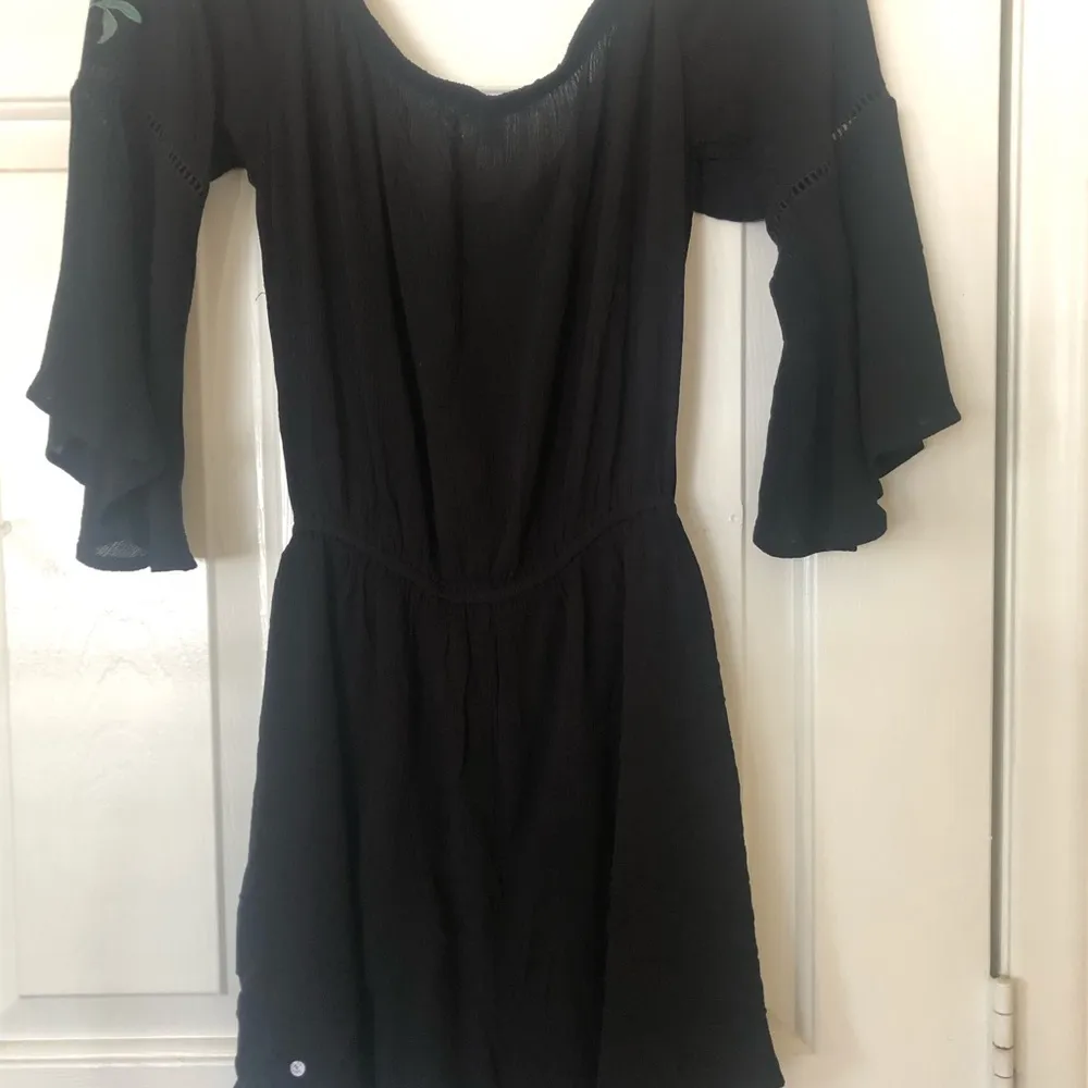 Love, Fire Off Shoulder Black Embroidered Romper M NWT - Image 2