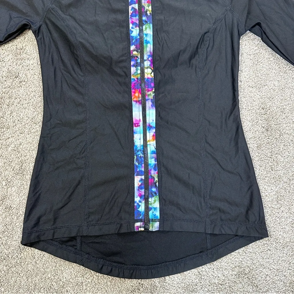 Athleta Women’s Floral Fade Ful Zip Rashguard Top Outdoor Beach in Black Size S - Image 7