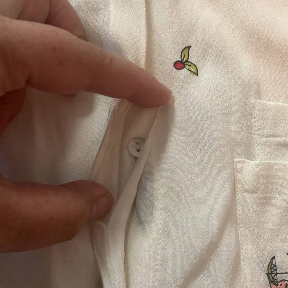 Zara basic womens small white button up shirt martini drinks cute quirky casual - Image 4