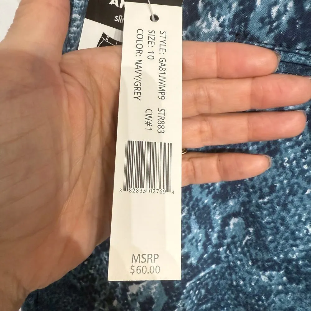 Larry Levine Navy Grey Ankle Slim Leg Pants Sz 10 NWT - Image 8