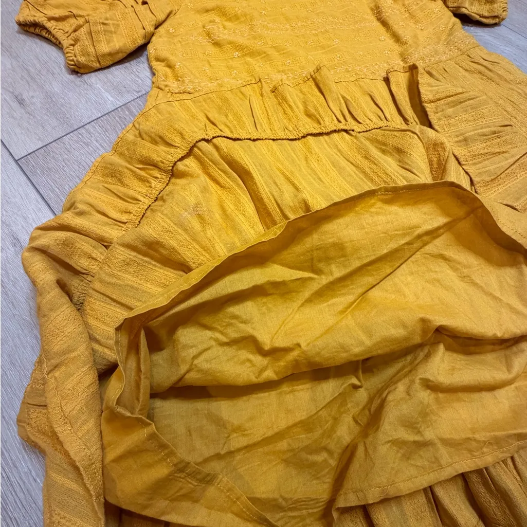 Universal Thread embroidered Mustard Yellow puff Sleeve Dress size Small - Image 6