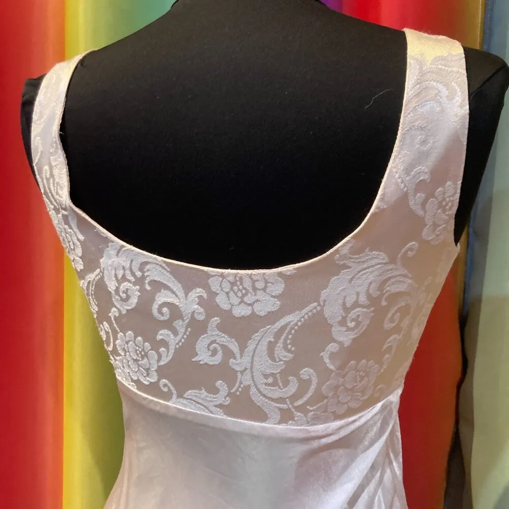 Vtg 90s Rampage bias cut satin damask prom maxi slip dress mermaid gown wedding - Image 5