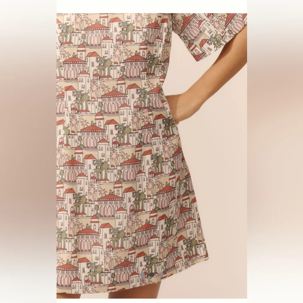 NWT Porridge Short-Sleeve Crew-Neck Linen
Printed Mini Dress Size L - Image 2