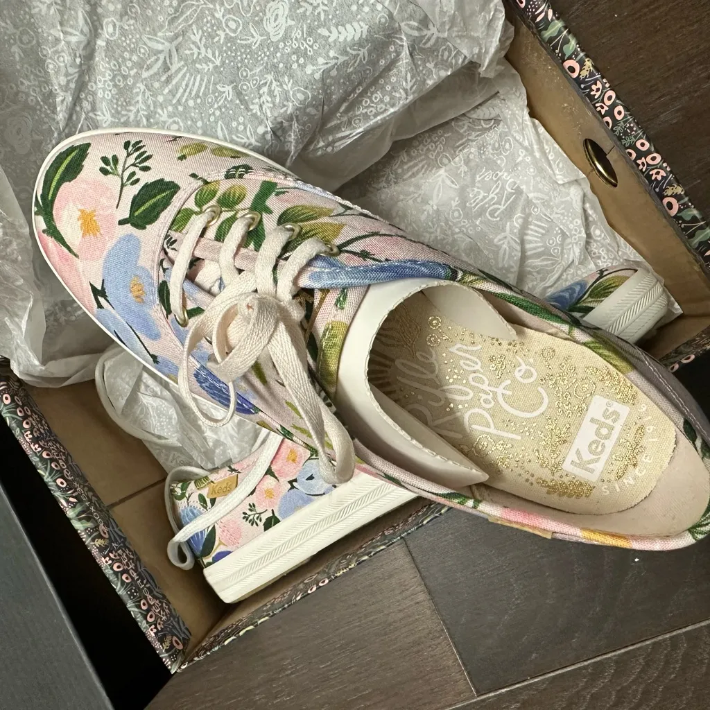 NIB Rifle Paper Co. x Keds pink floral tennis shoes. - Image 6