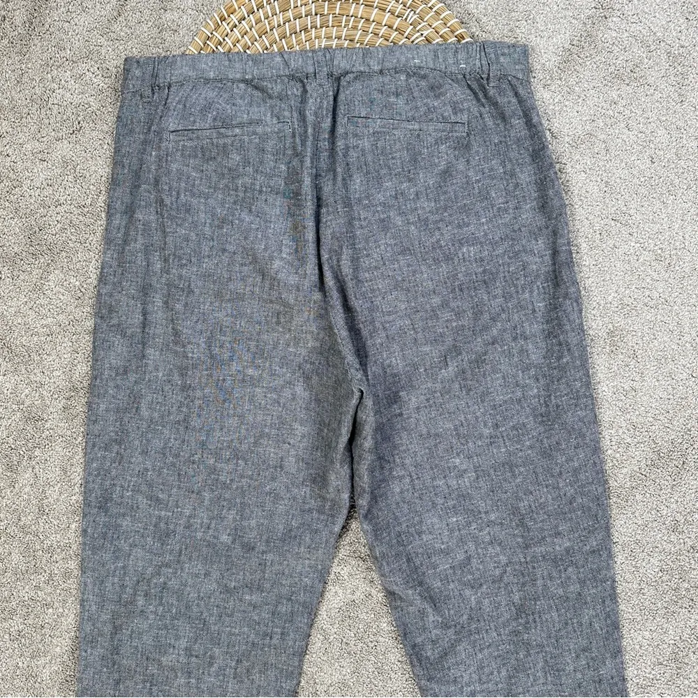 Uniqlo Women’s Linen Cotton Tapered Pants High Rise Minimalist in Dark Gray XL - Image 7