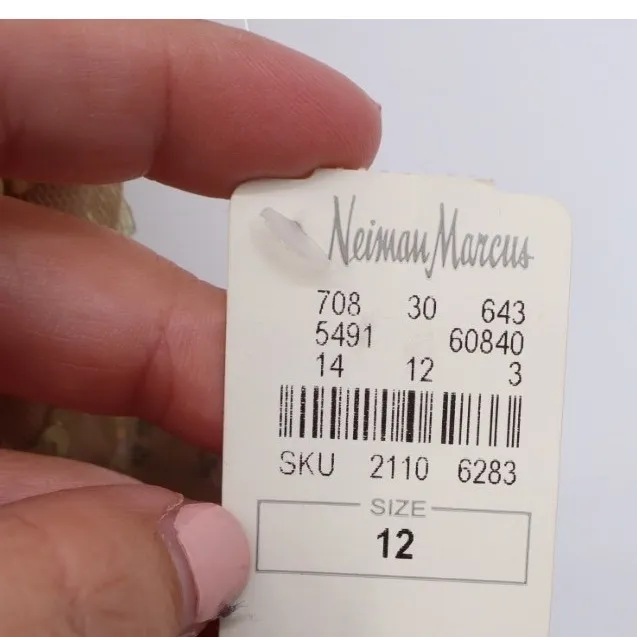 Aidan Mattox Beaded Sequin V Neck Cocktail Dress Champagne Gold Size 12 - Image 9