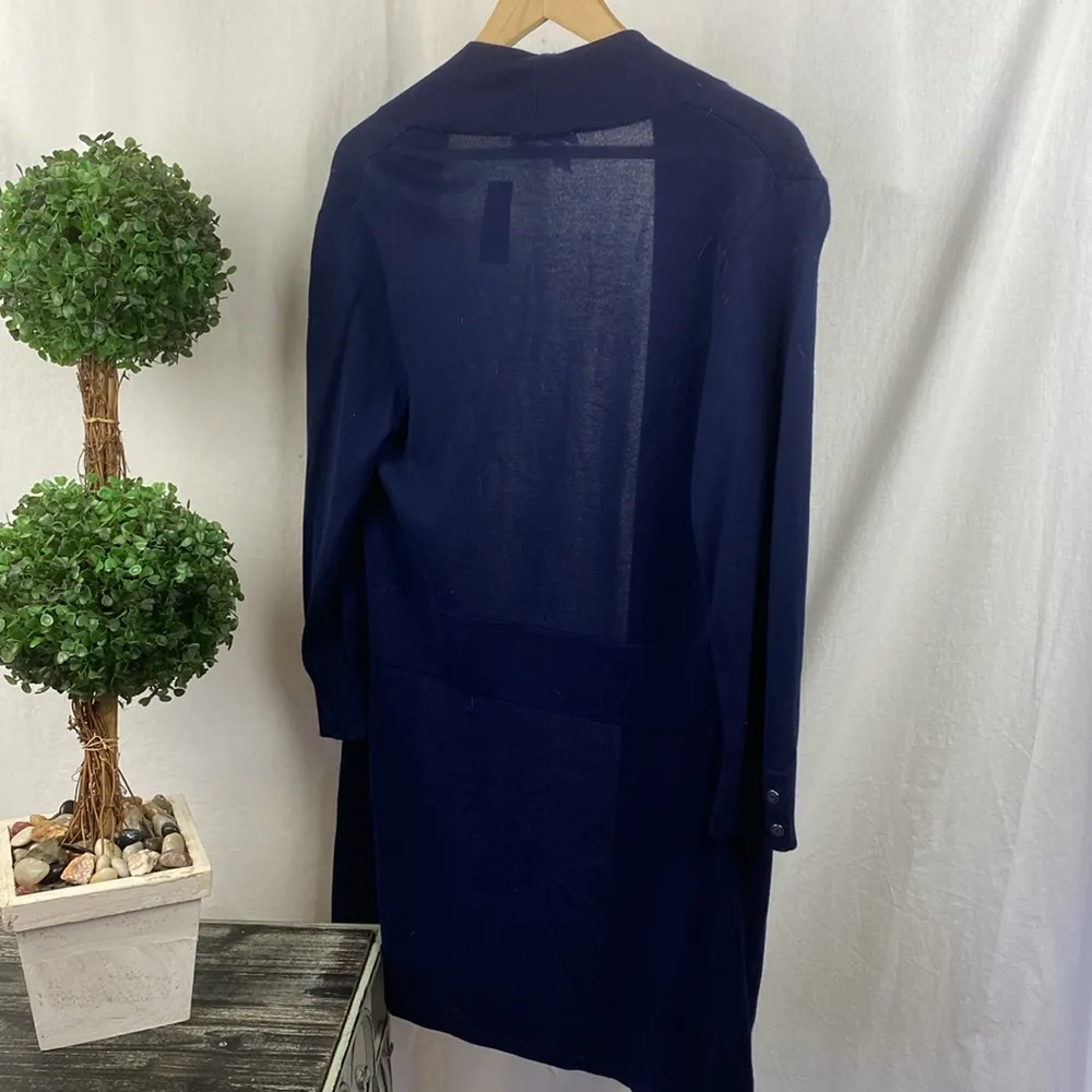 White House Black Market Navy Blue Half Sleeve Open Front Cardigan Sweater NEW M - Image 2