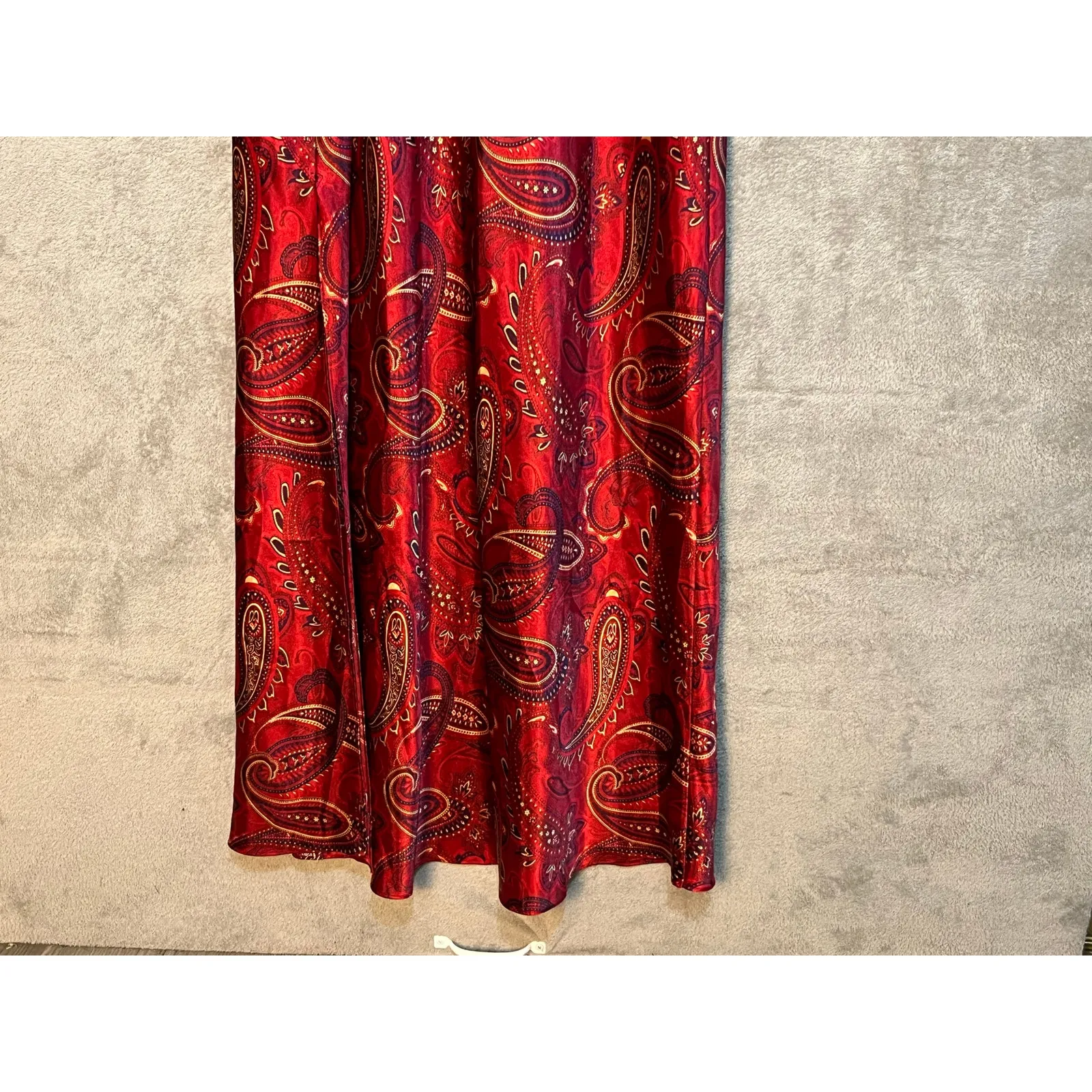 VTG Valerie Stevens Slip Dress Large Red Paisley Club Valentines Flaw - Image 6