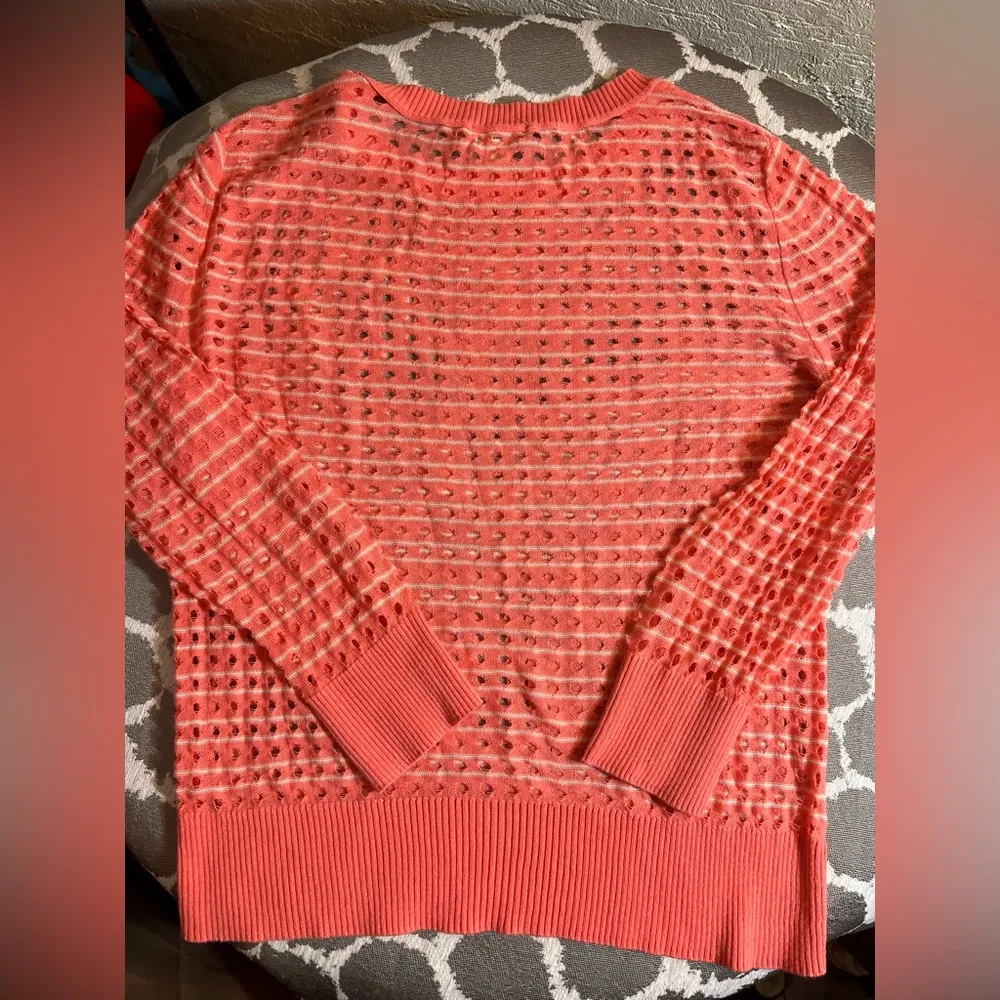 Caslon  Orange Crew Neck Sweater Textured Knit - Image 6