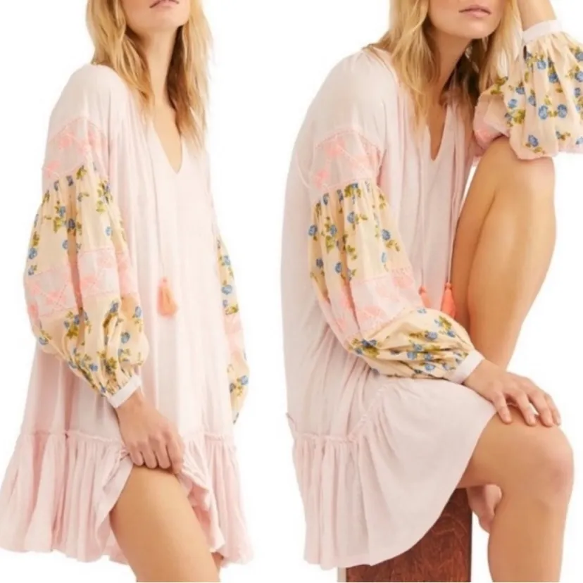 Free People Mix It Up Tunic Dress in Pink size xs oversized Flowy‎ airy feminine - Image 10