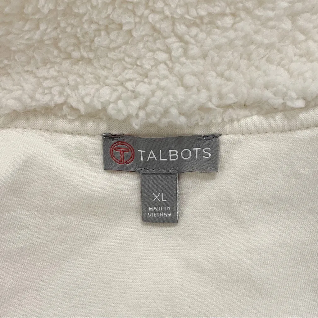 Talbots Ivory Faux Sherpa Fur Zip Up Vest XL Zip Pockets Lined GUC - Image 7